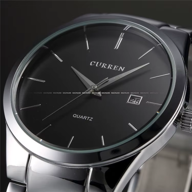 Curren hommes montres haut de gamme de luxe homme montre entièrement en acier affichage Date mode Quartz-Montre affaires