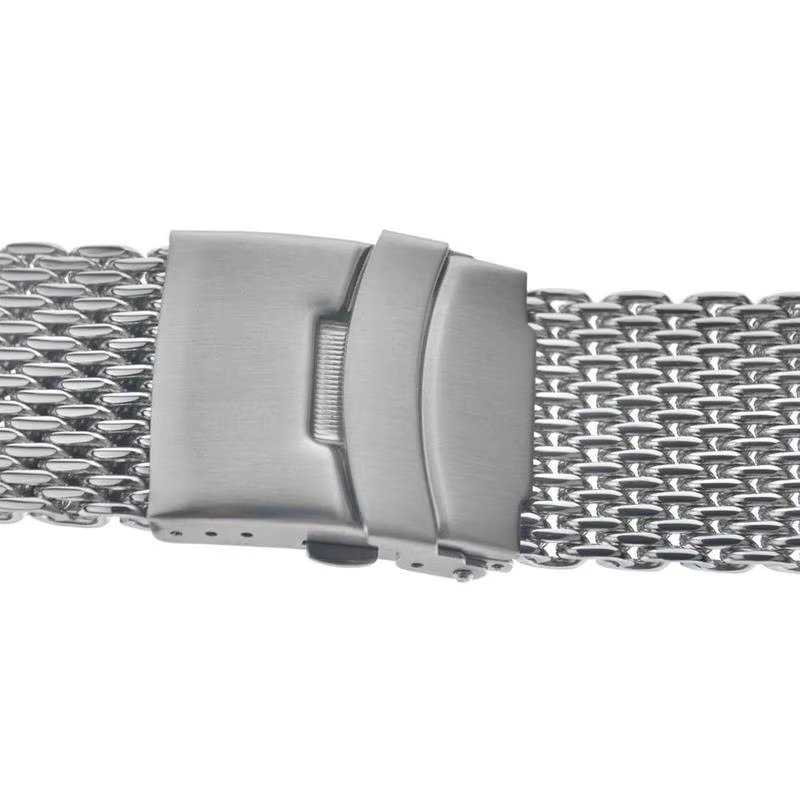 Argent 18mm/20mm/22mm/24mm acier milanais requin maille Bracelet de montre