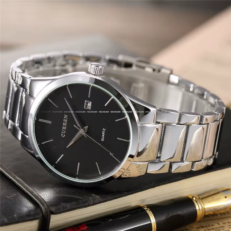 Curren hommes montres haut de gamme de luxe homme montre entièrement en acier affichage Date mode Quartz-Montre affaires