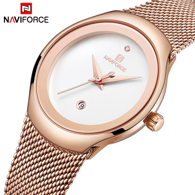 NAVIFORCE – montre-bracelet à Quartz en acier inoxydable pour femme et fille