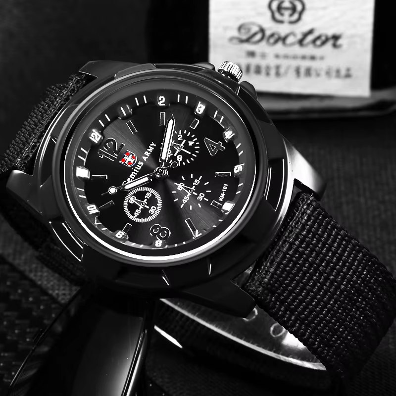 Montre de sport pour hommes Quartz Nylon Gemius armée montres porte militaire