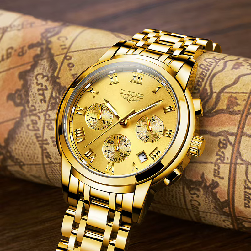 LIGE – montre de luxe en acier inoxydable pour homme