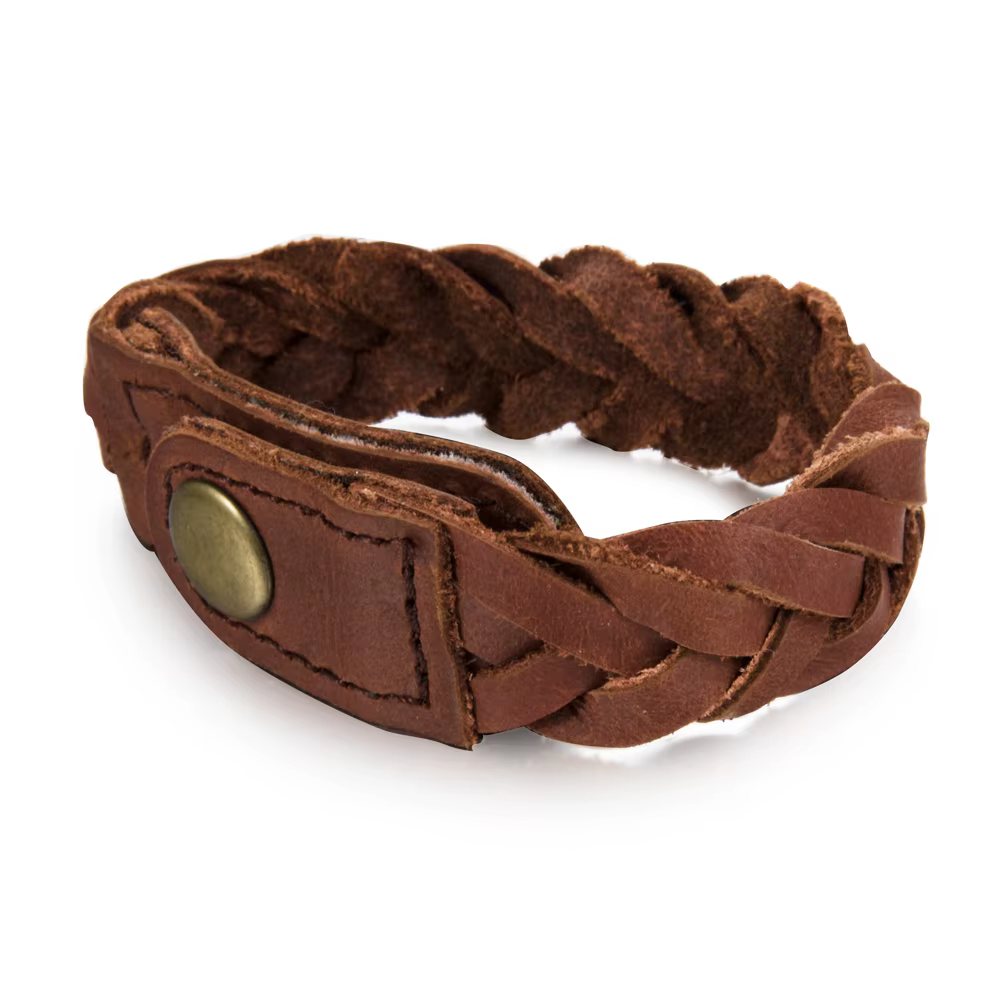 Bracelet Vintage en cuir véritable tressé pour hommes et femmes