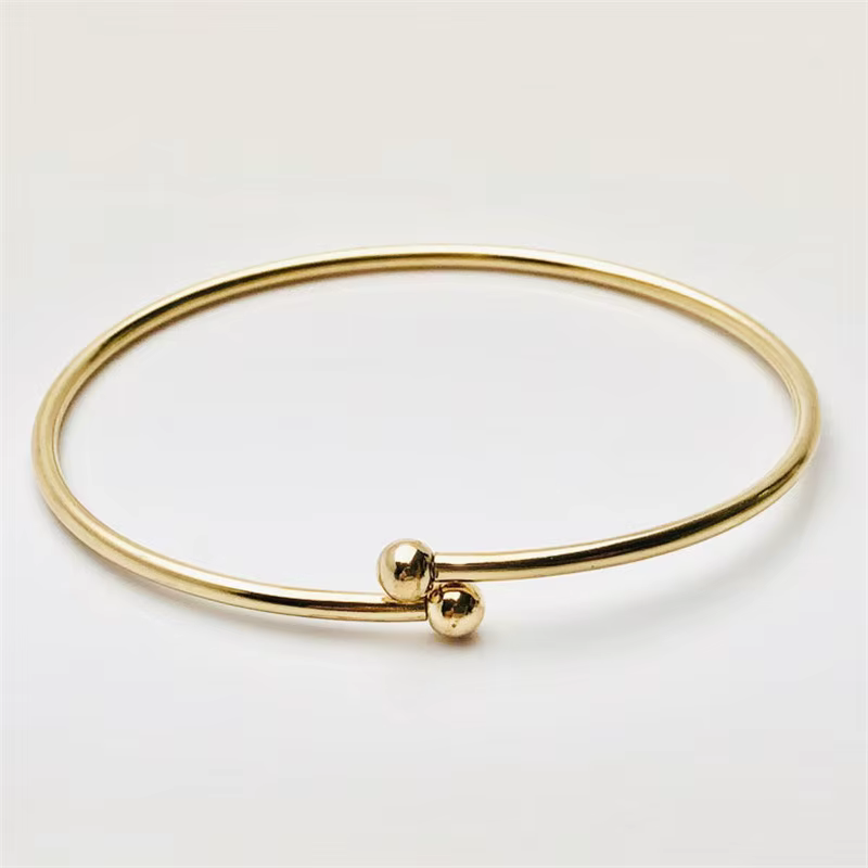 Bracelet jonc flexible en or rempli 14K de 7 pouces avec billes filetées de 2,3 mm, bijoux faits à la main, breloques bohèmes, composants de bijoux DIY