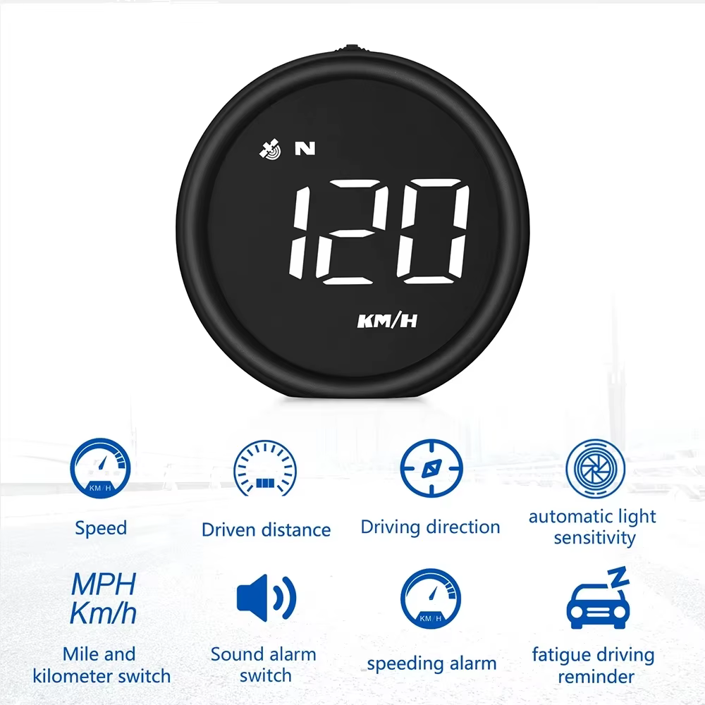 Jauge HUD GPS multifonction, affichage tête haute, ordinateur numérique LCD intégré pour voiture, camion, moto, bateau, compteur de vitesse MPH