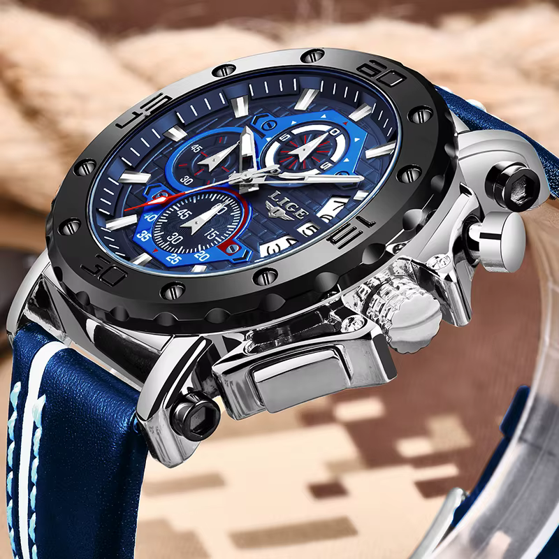 2025 LIGE nouvelles montres pour hommes Top marque de luxe grand cadran montre à Quartz militaire en cuir étanche Sport montre-bracelet Relogio Masculino