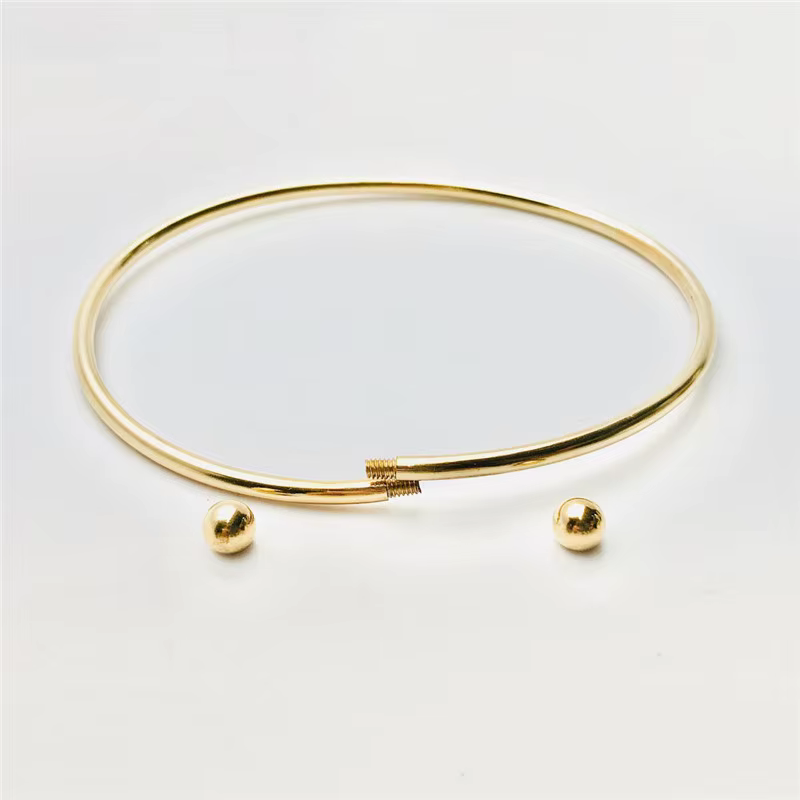 Bracelet jonc flexible en or rempli 14K de 7 pouces avec billes filetées de 2,3 mm, bijoux faits à la main, breloques bohèmes, composants de bijoux DIY