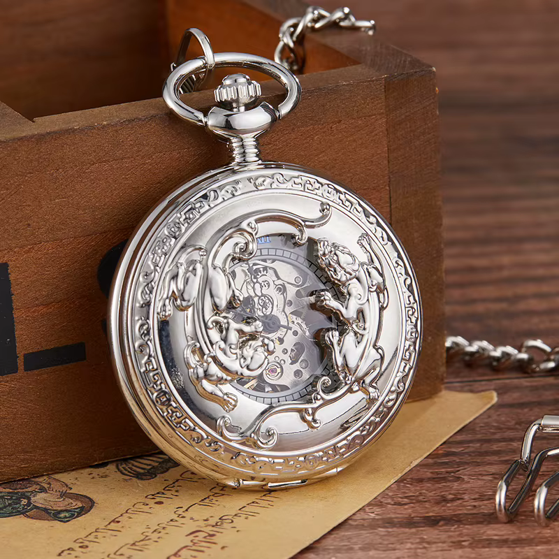 Steampunk – montre de poche mécanique squelette pour hommes et femmes