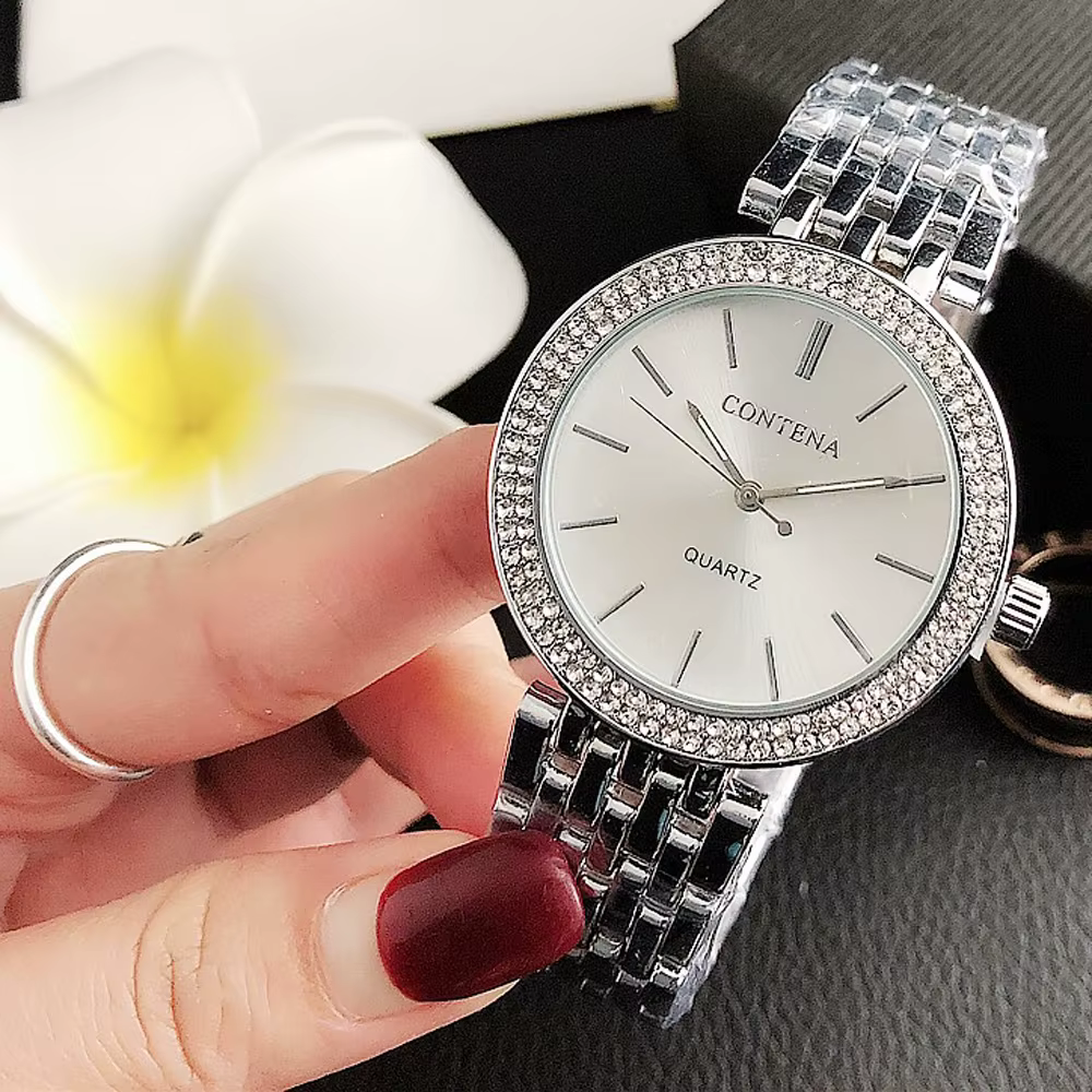 Reloj Mujer nouvelle montre en or pour femmes mode décontracté rond strass Quartz luxe dames montres Relogio Feminino