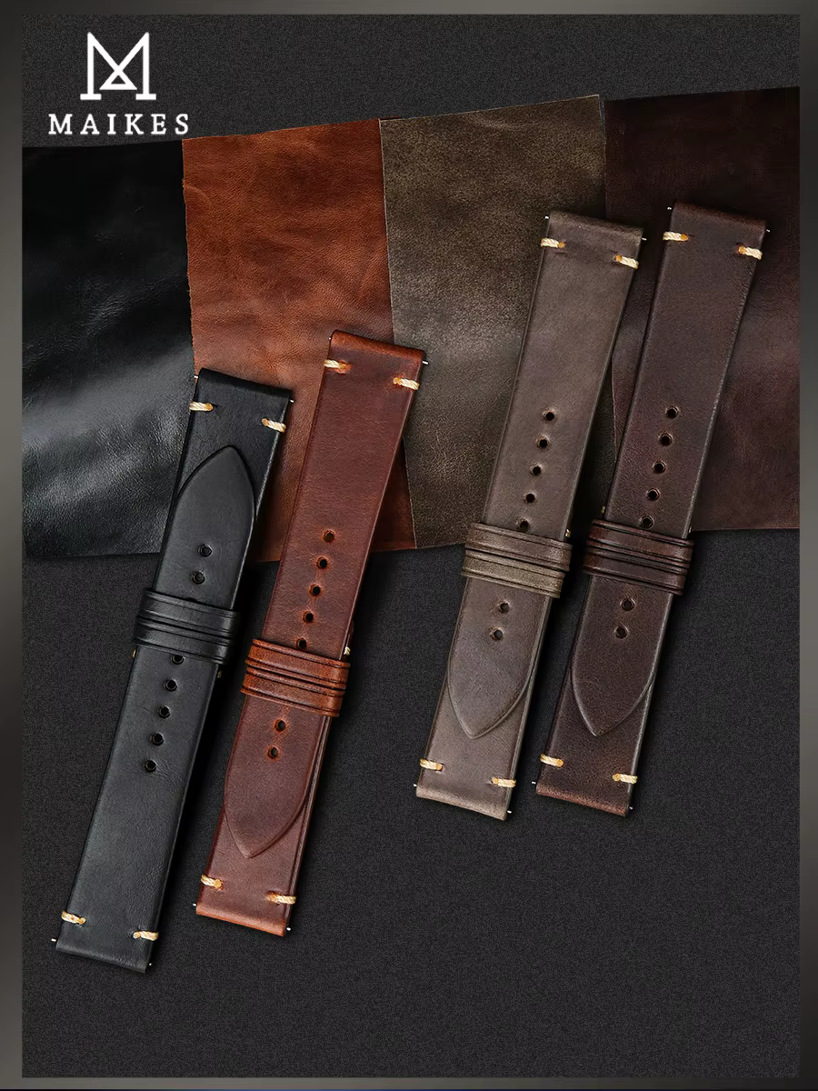Bracelet de montre Vintage en cuir de vache