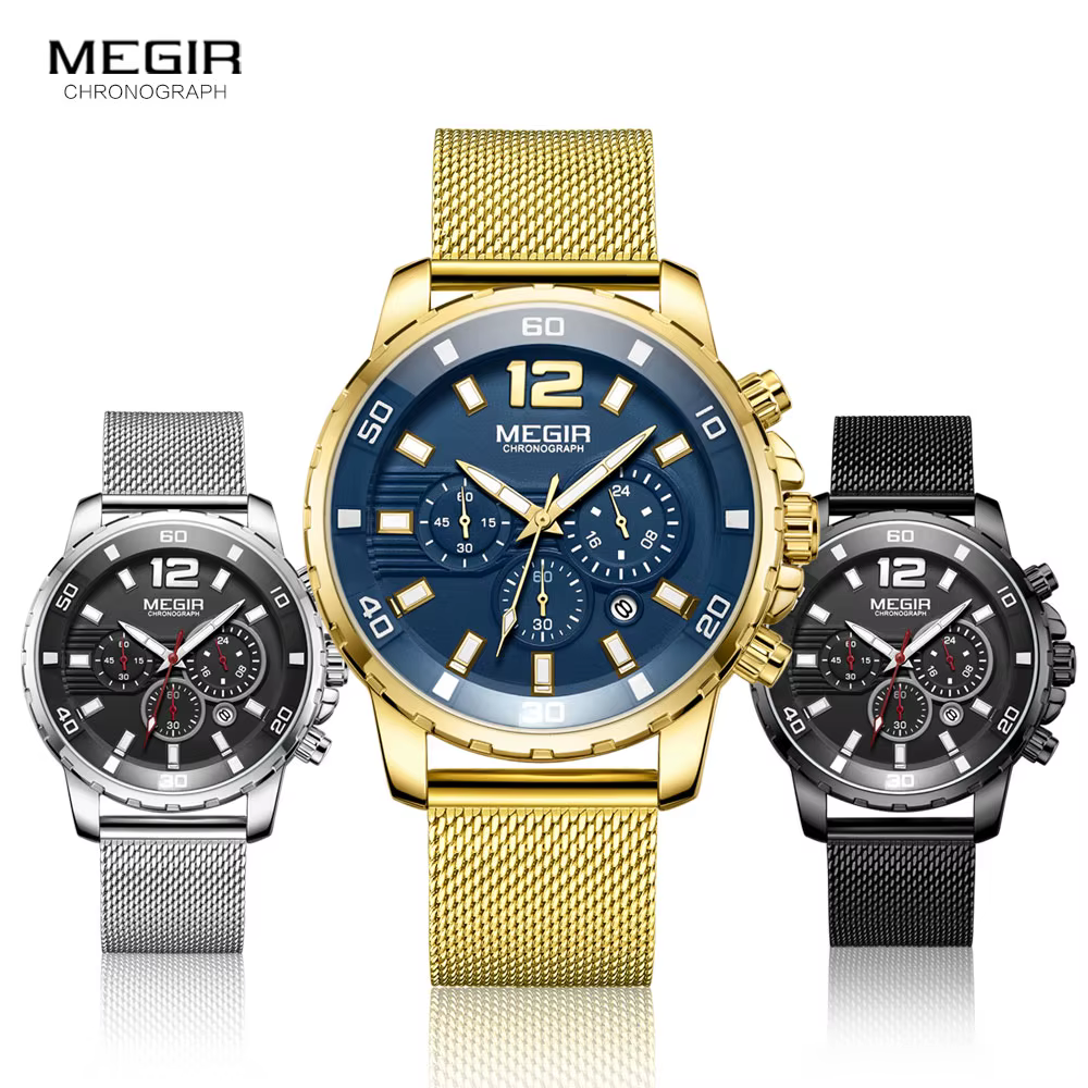 MEGIR chronographe montres à Quartz pour hommes 2020 luxe haut marque militaire Sport étanche montre-bracelet