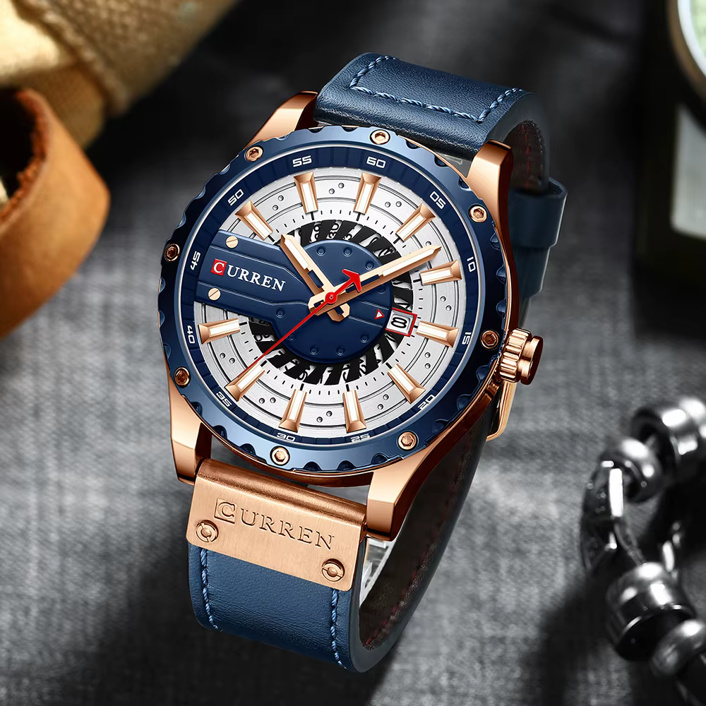 CURREN montres Top marque mode montre-bracelet en cuir montre pour hommes à Quartz décontractée avec boîte nouvelle horloge Chic aiguilles lumineuses