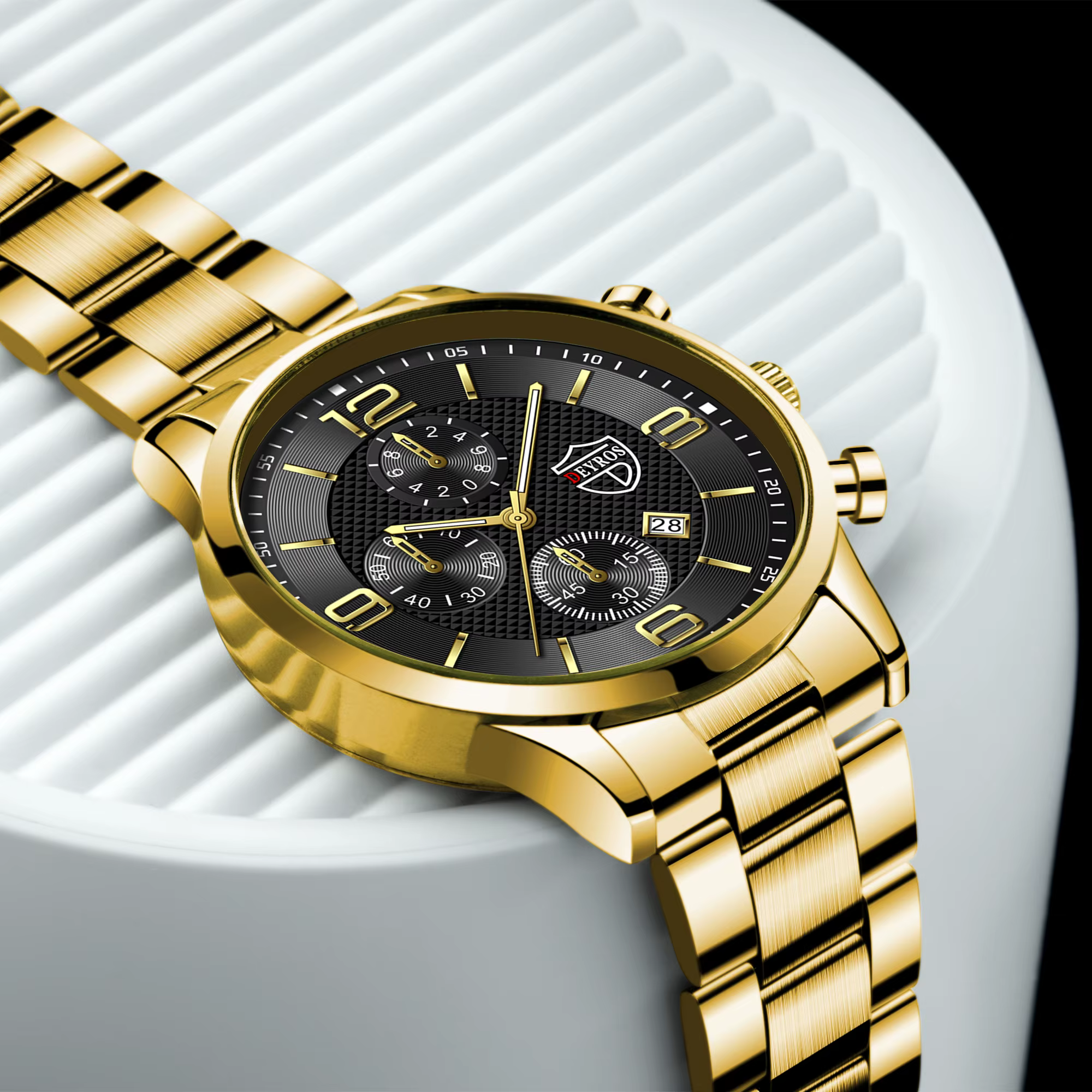 Montre-bracelet à quartz en acier inoxydable pour homme