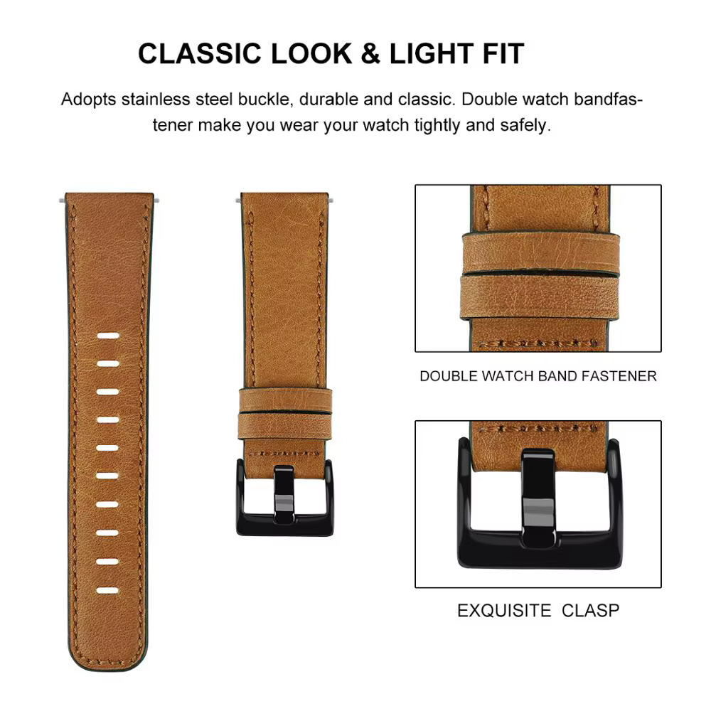 Bracelet en cuir pour Garmin, Vivoactive 3, 4 VivomGru, dehors HR, Bracelet rétro pour Forerunner 55, 245, 645, 004, S40, S12, Bracelets de montre