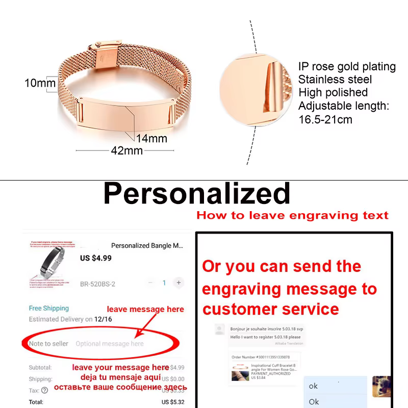 Bracelet Personnalisé en Maille Or Rose pour Homme et Femme