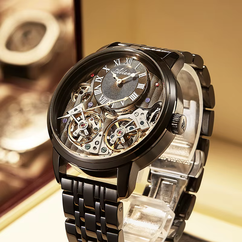AILANG Top marque montre de luxe hommes automatique lumineux noir horloge