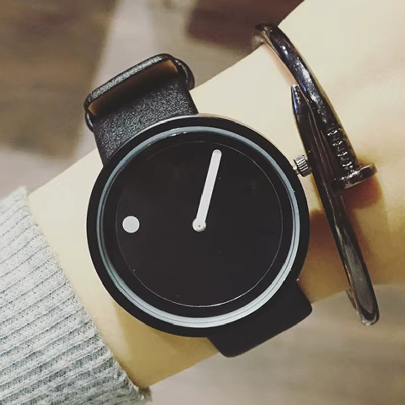 Montres-bracelets en cuir de style minimaliste pour hommes