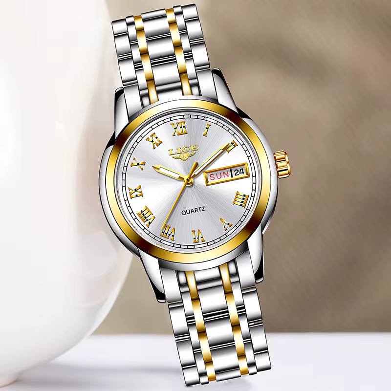 LIGE 2025 nouvelle montre en or femmes montres dames créatif en acier