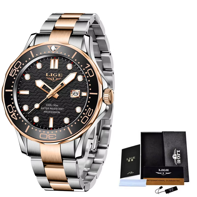 Montre-bracelet de sport 2026 pour homme LIGE, montre homme de marque supérieure en acier inoxydable étanche, montre-bracelet militaire à quartz, Montre Homme