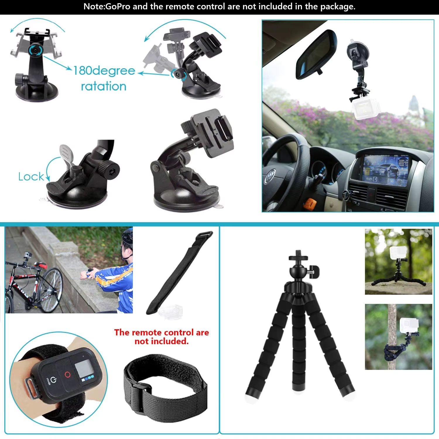 Ensemble d'accessoires pour caméra d'action pour Gopro Hero13 12 11 10 pour Xiaomi Yi Insta360 X4 X3