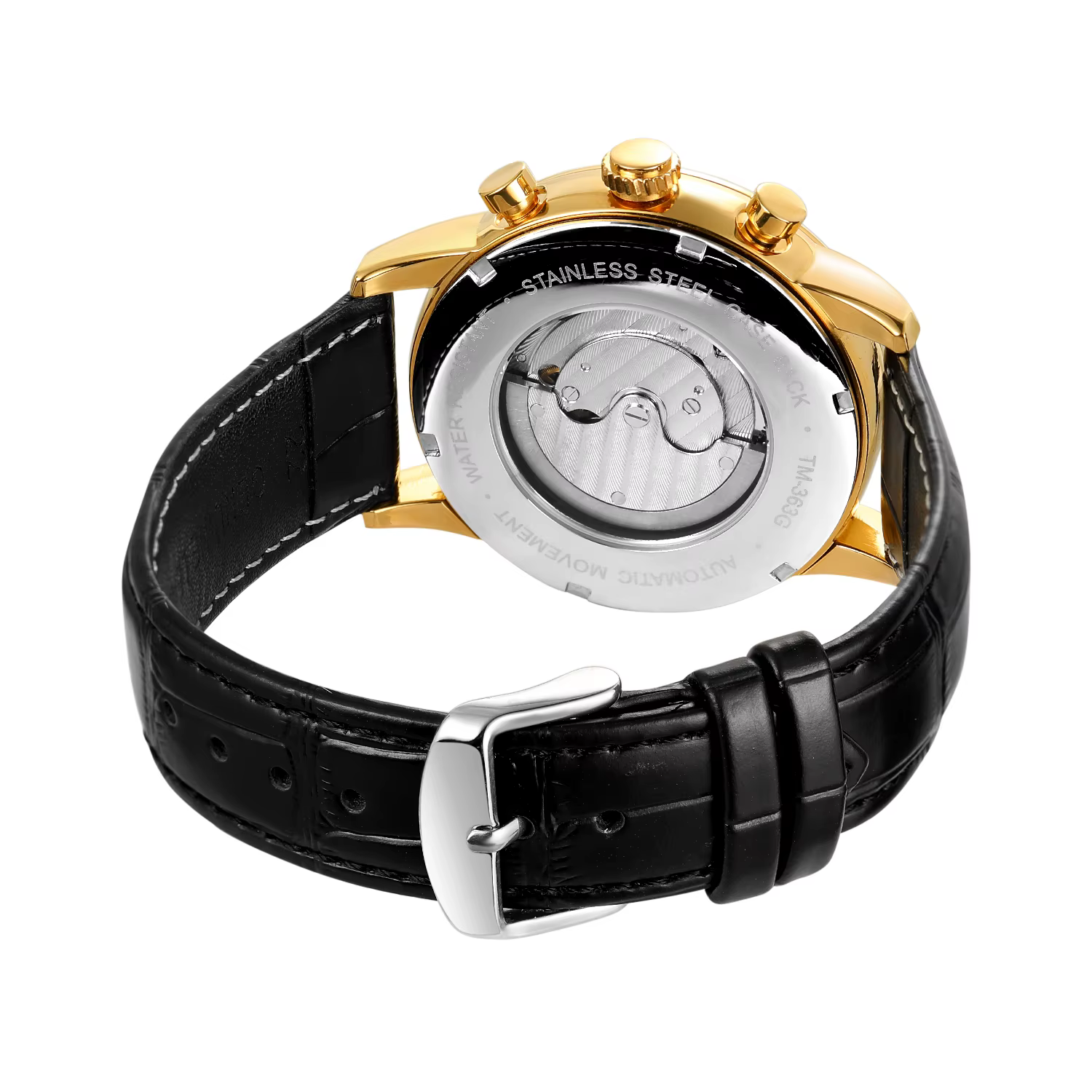 Montre mécanique automatique en cuir pour homme