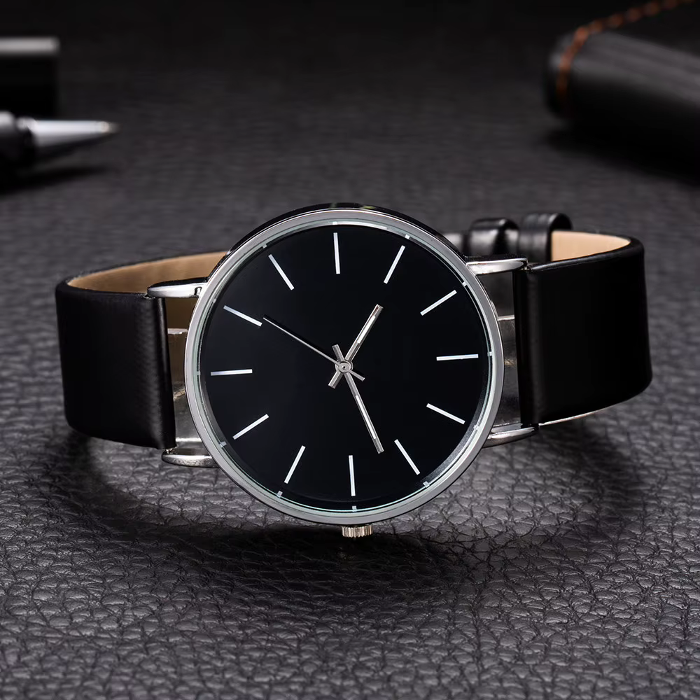 Relogio Masculino – montre-bracelet à Quartz en cuir pour hommes