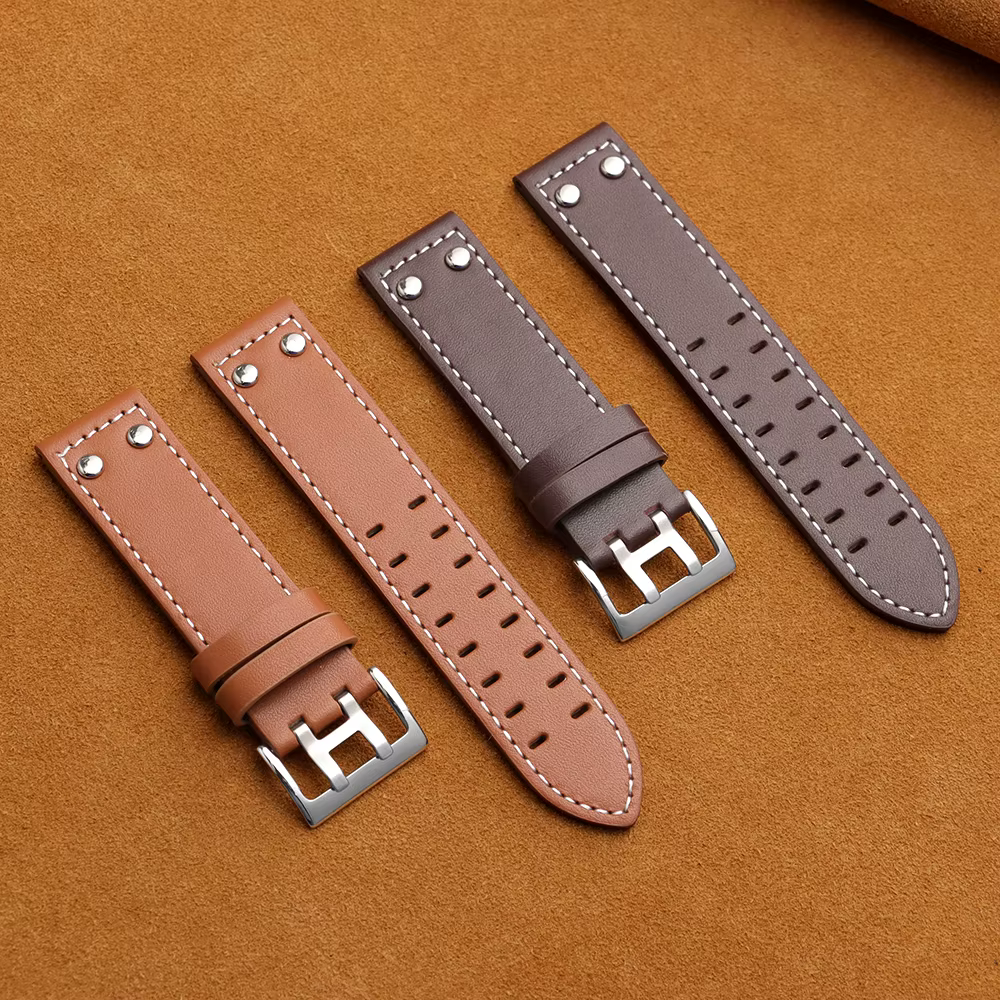 Bracelet de montre en cuir véritable vintage 20 mm 22 mm