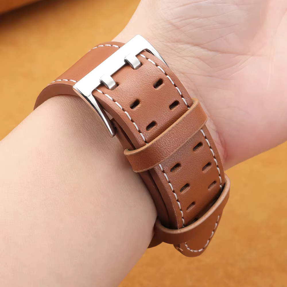 Bracelet de montre en cuir véritable vintage 20 mm 22 mm