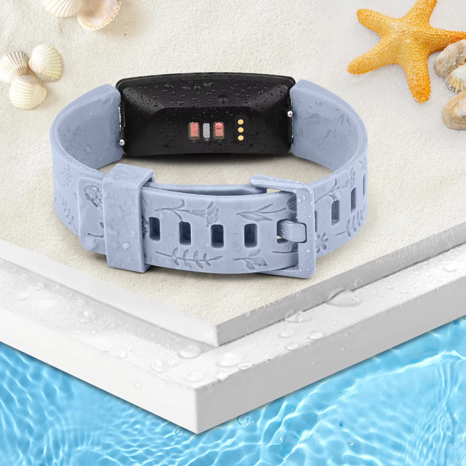 Bracelet de montre en TPU souple gravé à fleurs