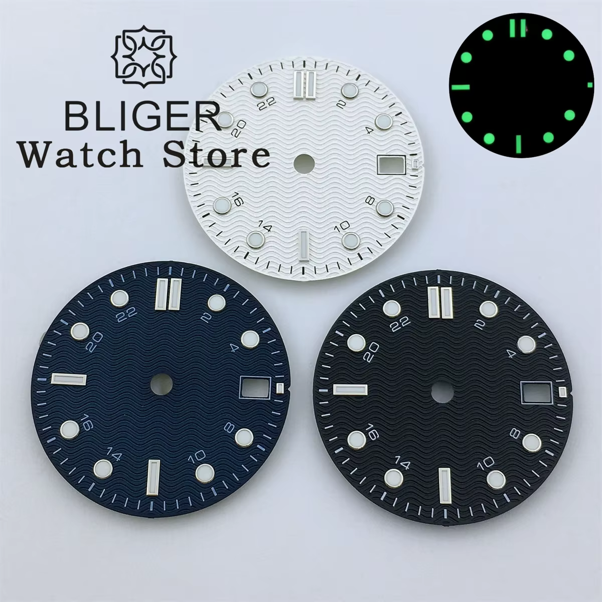 Cadran de Montre Noir Bleu Blanc
