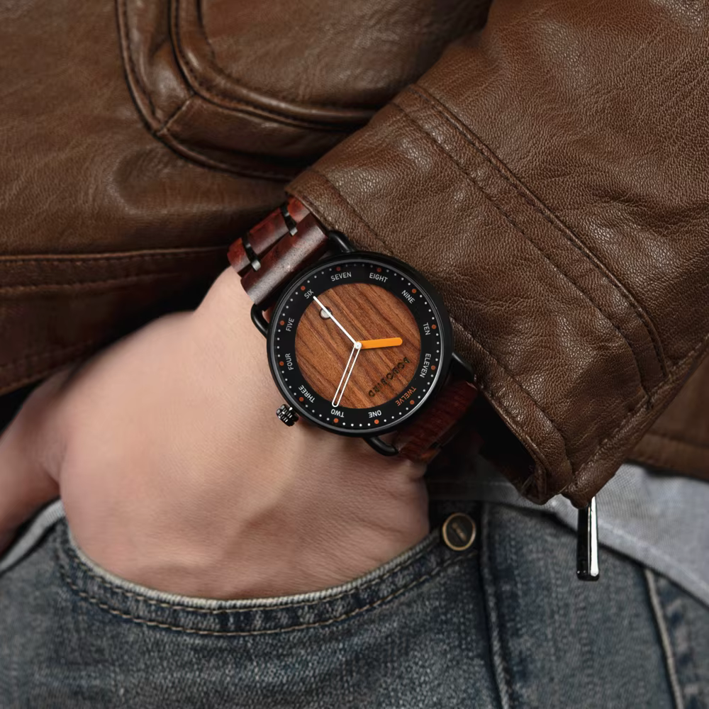 BOBO BIRD Montre à quartz en bois pour homme