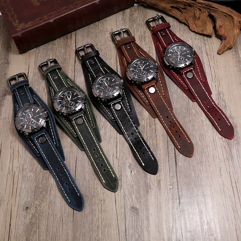 Nouveau Vintage hommes montres de haute qualité mode bracelet en cuir