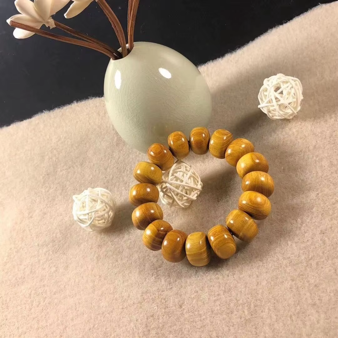 Bracelet en bois de santal doré, perles boulier pour hommes, 2.0CM 1.5CM, perles de bouddha en bois de rose, chaîne à main, bijoux de richesse porte-bonheur, cadeaux