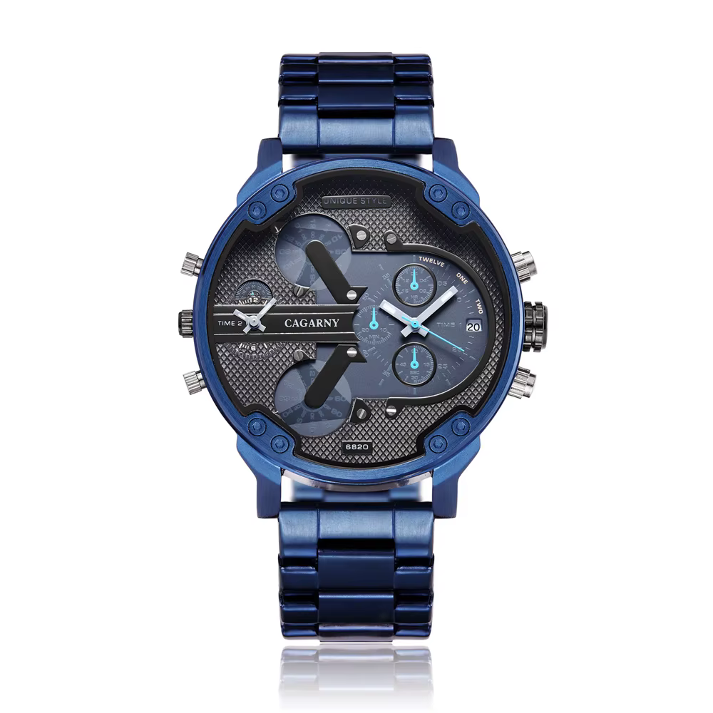 Montres pour hommes Top marque de luxe bracelet en acier double montre