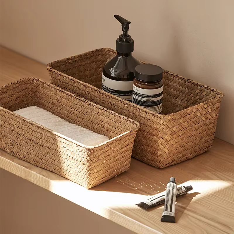 HOStorage-mir de Rangement Rectangulaire pour la Maison, Boîte tissée, Conteneur, SunOfficiKitchen