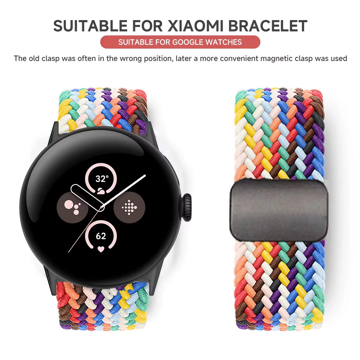 Bracelet à boucle en Nylon pour Google Pixel Watch 3 41mm, Bracelet tressé magnétique de remplacement, Google Pixel Watch 2 Correa