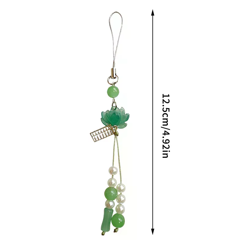 Accessoires de style chinois, cadeaux, chaîne de caméra, pendentif de sac, pendentif fleur de lotus, porte-clés, chaîne de téléphone, décoration de perles