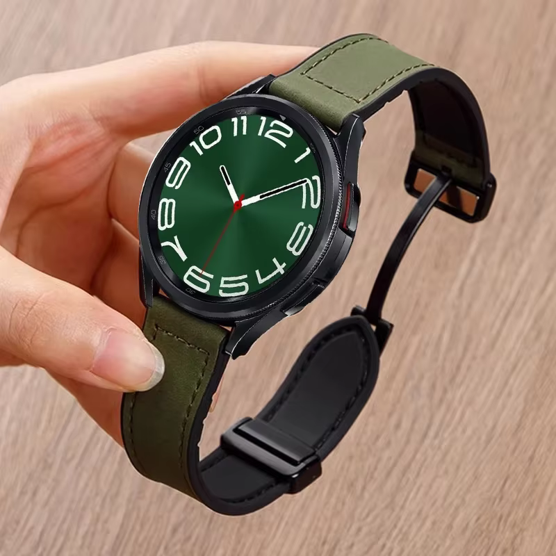 Bracelet en cuir et Silicone pour Samsung Galaxy Watch 4 5 6 7 40mm/44mm