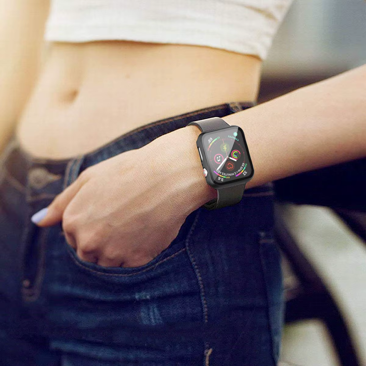 Verre trempé + couvercle pour Apple Watch série 10 9 8 7 6 5 4 SE