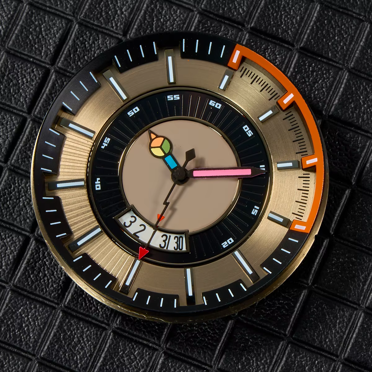 Aiguilles de montre Orange noir rouge vert