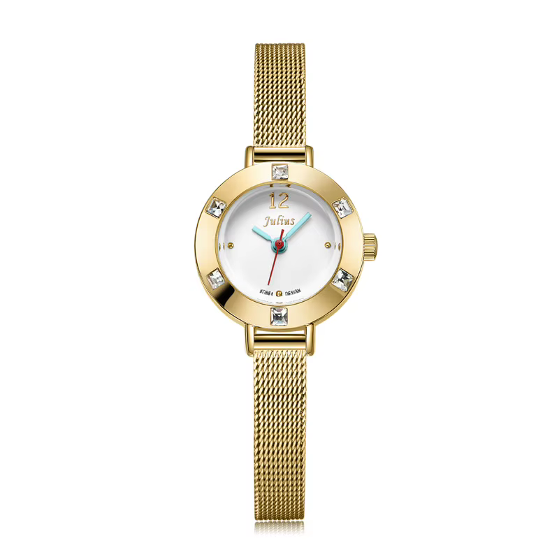 Petite montre pour femme Julius Lady strass scintillants japon Quartz heures de mode chaîne en acier Mini Bracelet horloge pour fille cadeau sans boîte