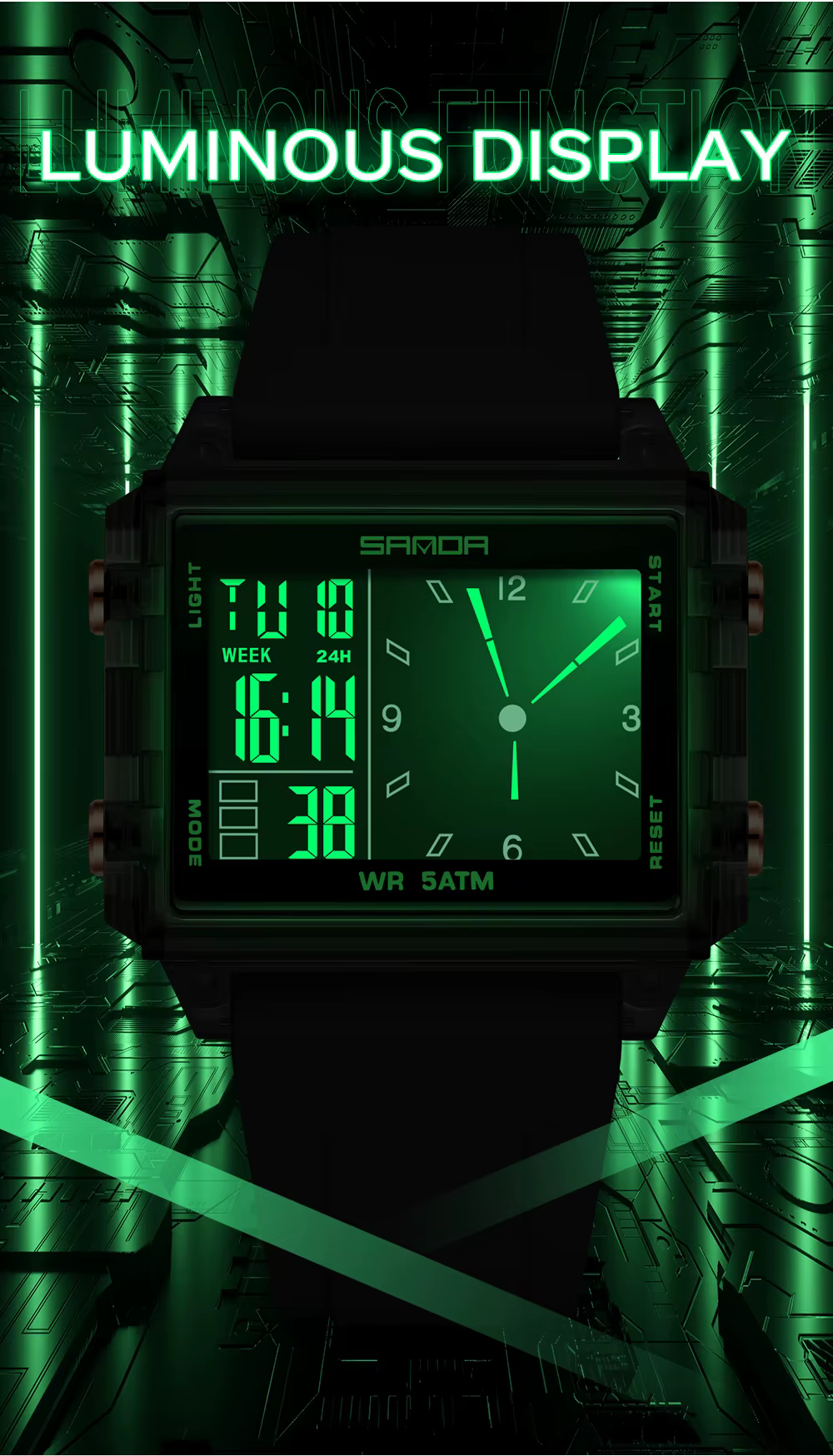 Mode SADNA nouveau 6273 montre électronique pour femme multifonctionnel sport LED étanche synchronisation étudiant