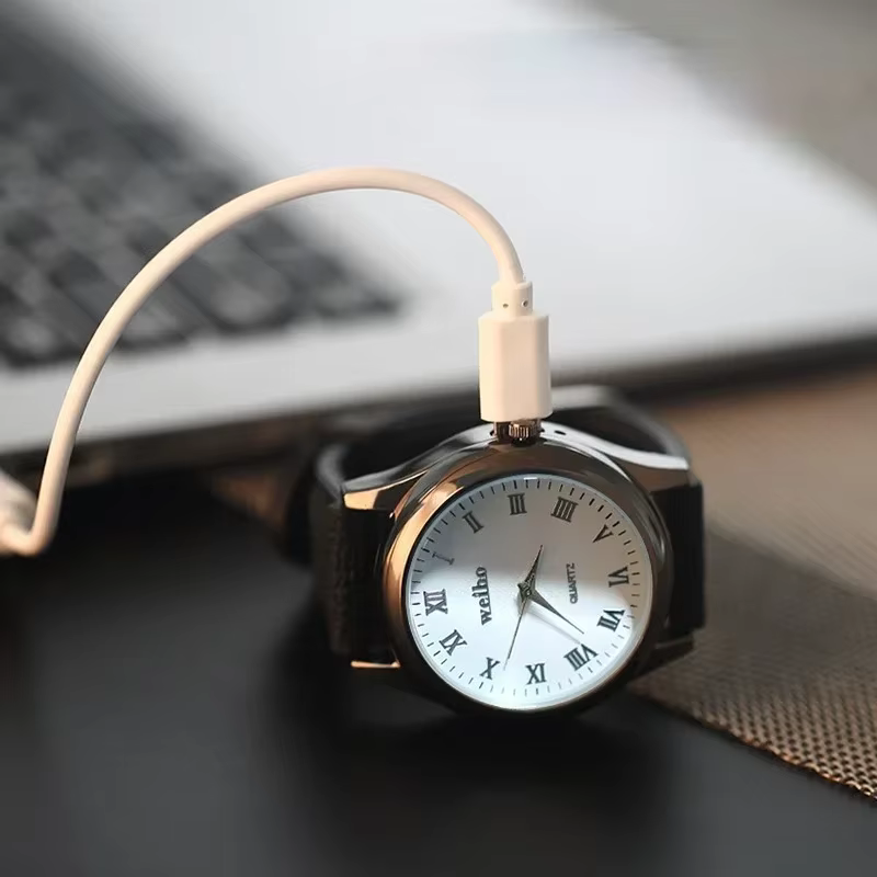 Nouvelle montre pour hommes créative haut de gamme briquet Portable coupe-vent sans flamme Rechargeable USB allume-cigare outil cadeau exquis
