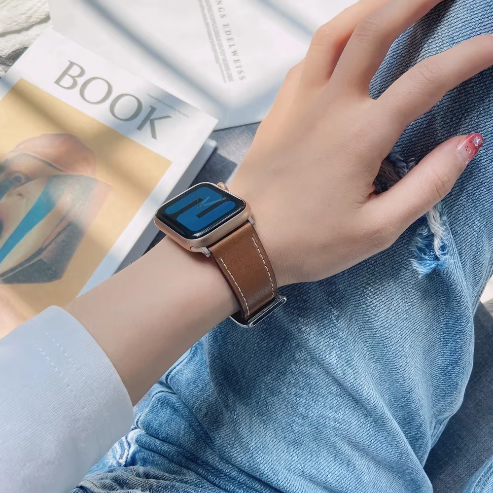 Bracelet de montre en cuir Hermès Compatible avec Apple Watch Ultra série 8 7 6 5 4 3 2 1 SE hommes femmes Iwatch