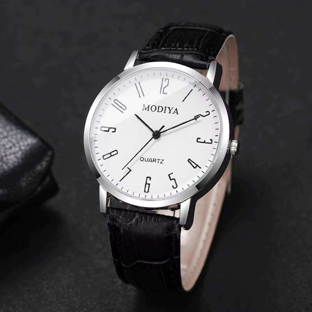 3 pièces/ensemble mode cadran arabe hommes montres d'affaires bracelet en cuir décontracté