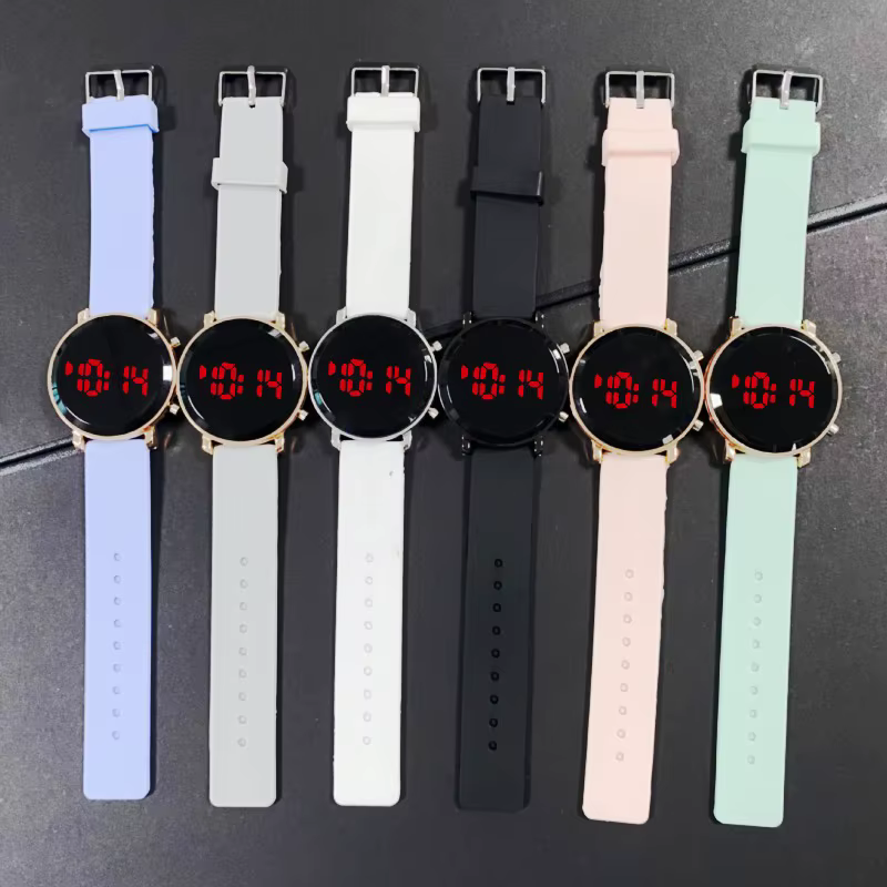 Montres numériques pour femmes mode Simple cadran rond montre LED Sport décontracté hommes montre-bracelet électronique