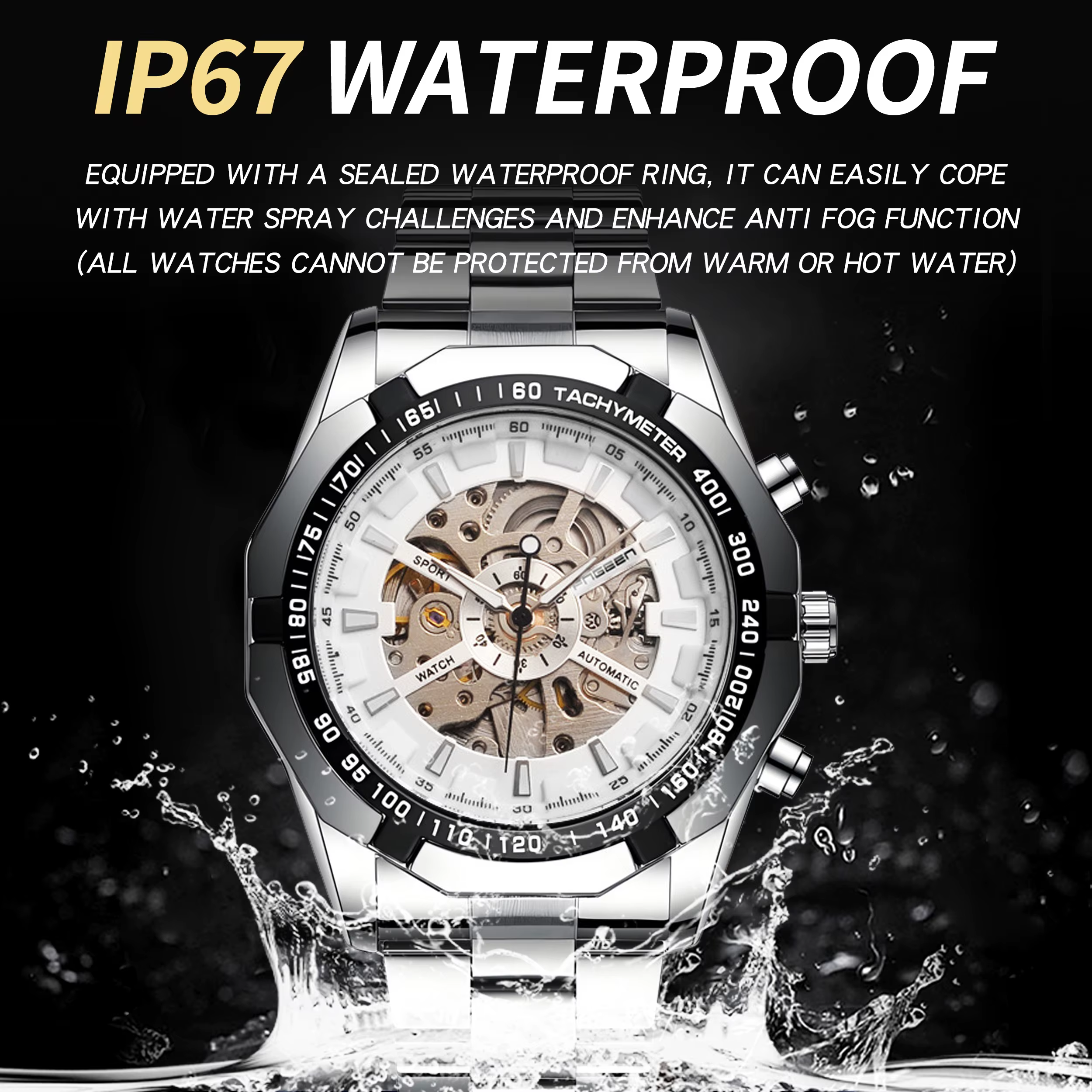 Montre automatique squelette pour homme BINBOND
