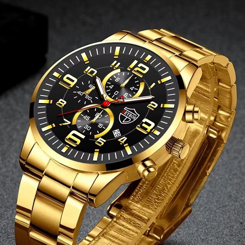 Montres de sport à quartz en acier inoxydable pour hommes