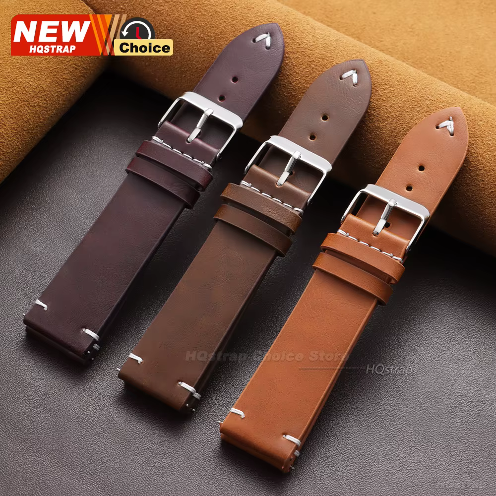 Nouveau bracelet de montre en PU marron et noir 18mm 20mm 22mm pour hommes et femmes