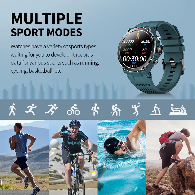 Montre intelligente HD étanche pour homme